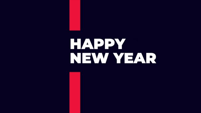 现代新年快乐，蓝色渐变上的红线