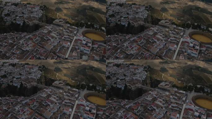 隆达悬崖边上的壮丽鸟瞰图，历史名城，4k