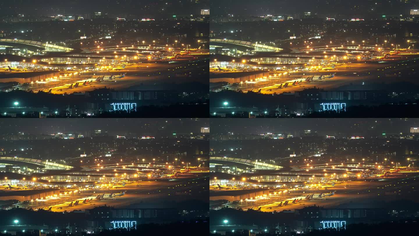 【延时4K】繁忙飞机起降白云机场花都夜景