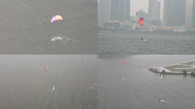 滑翔伞冲浪航拍