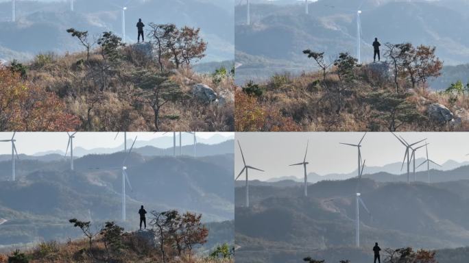 航拍烟台市牟平区双百山秋天山顶风景