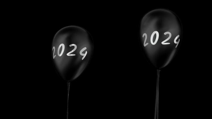 2024新年气球黑色气球竖屏气球三维动画
