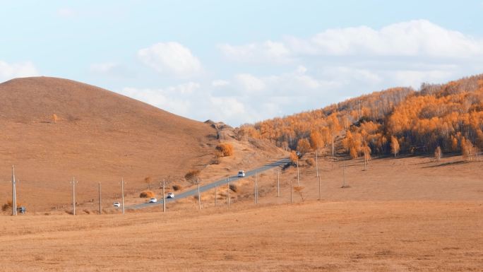 乌兰布统坝上草原秋季公路风光