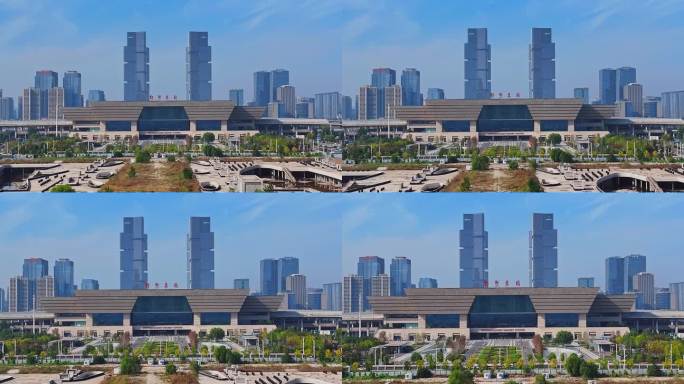 4K高清：郑州地标建筑之高铁站和双子塔