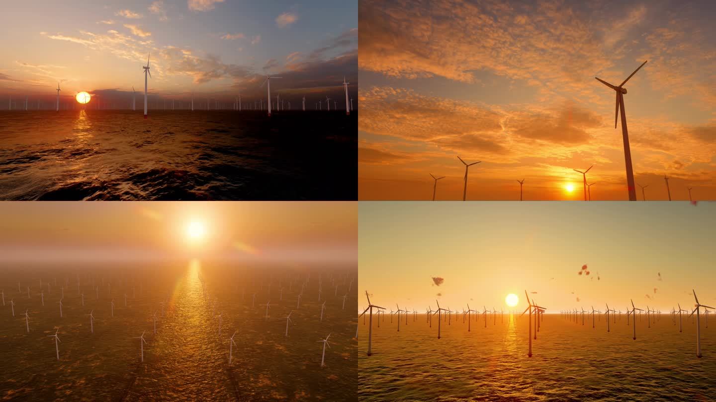 4K 风电 风机 风场 海上新能源