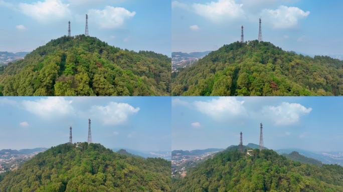 高空航拍重庆南岸区南山电视塔