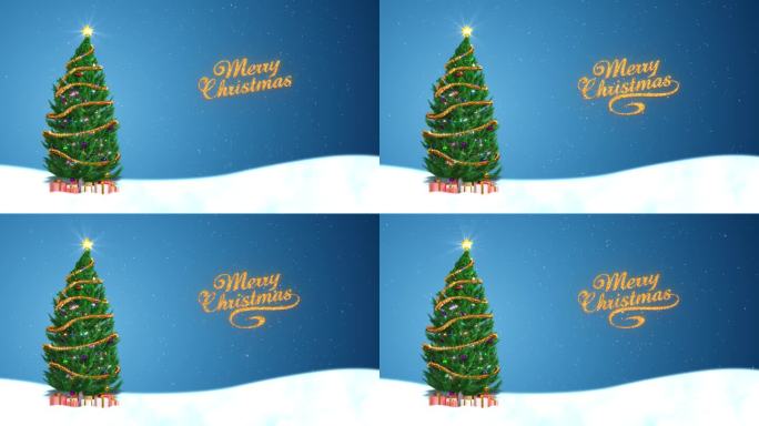 圣诞贺卡与现实的圣诞树和礼盒和雪花飘落