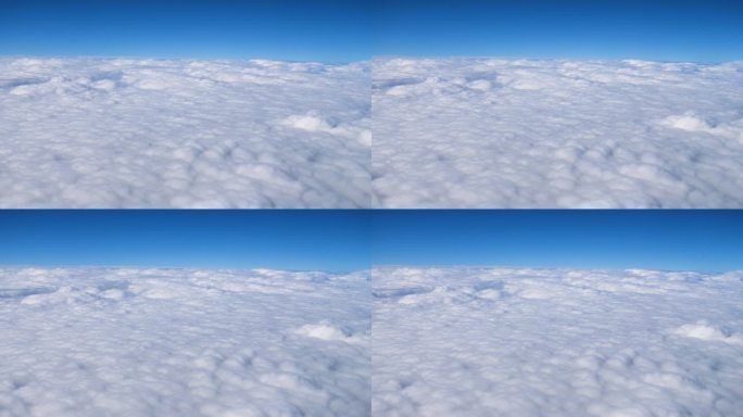 白云蓝天背景鸟瞰图，从飞机上的高角度拍摄，4k慢动作镜头。