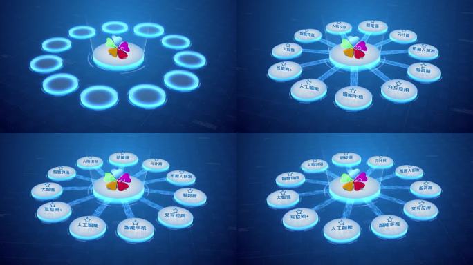 【无插件】4K蓝色科技架构分类圆形11大