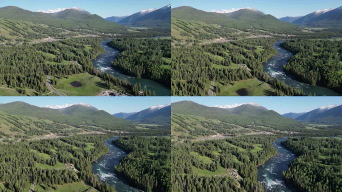 新疆阿尔泰喀纳斯雪山森林河流航拍4k