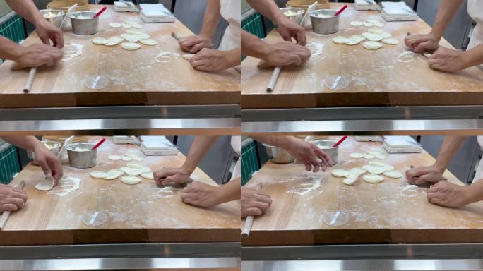 资深烘焙师傅4K双手敷面，老人揉面，用传统配方制作面包。
