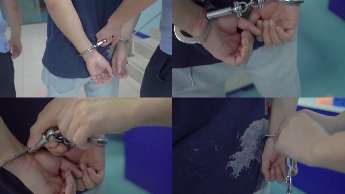 4K警察抓捕戴手铐