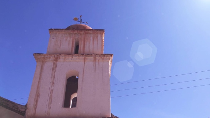 阿根廷胡胡伊省9号国道附近的“霍尼罗斯驿站”殖民堡的老教堂。4K分辨率。