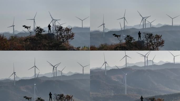 航拍烟台市牟平区双百山秋天山顶风景