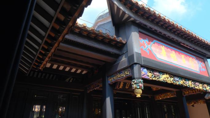 中式庭院传统古建筑 雕梁画栋精美木雕