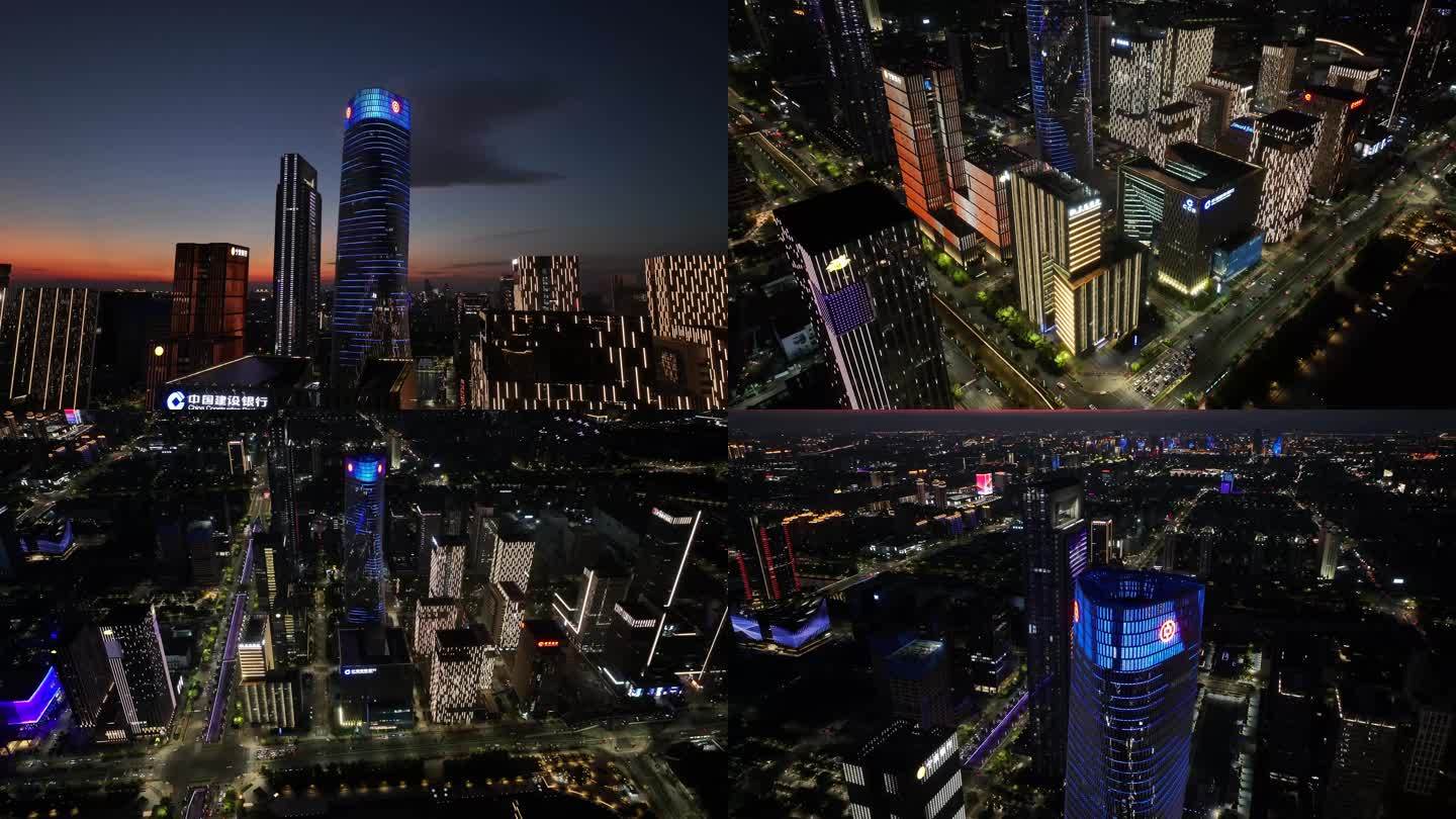 宁波金融中心夜景航拍