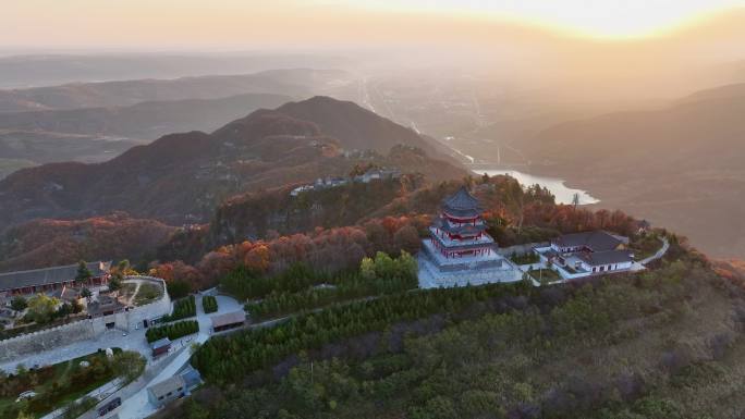 实拍清晨崆峒山秋景航拍合集