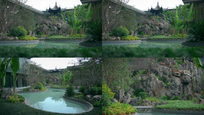 园林设计古风凉亭水池