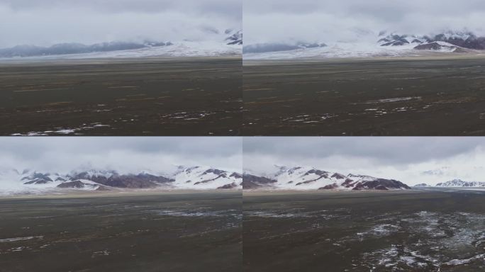 航拍新藏线上喀喇昆仑山脉雪山