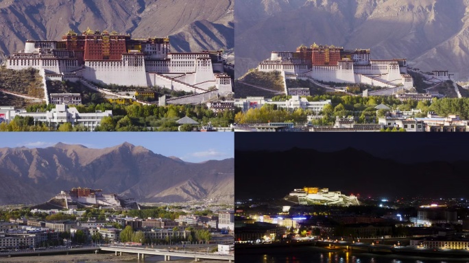 西藏拉萨布达拉宫日夜景