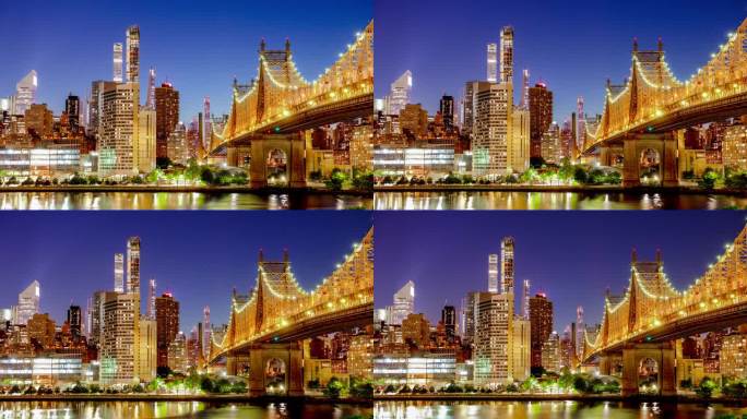 纽约市:天际线、昆斯伯勒大桥