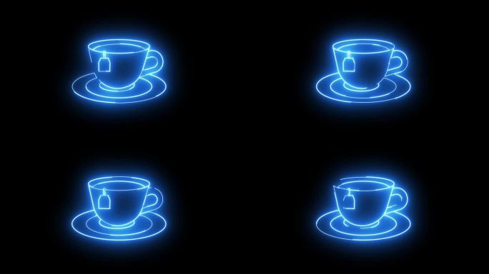 一杯茶与霓虹灯效果的动画图标