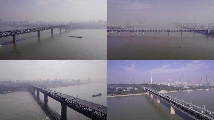 航拍武汉长江大桥