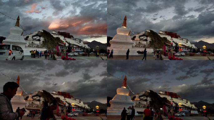 西藏布达拉宫延时摄影日转夜