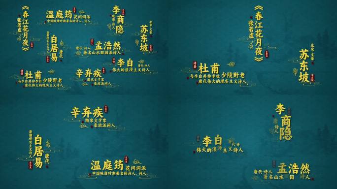 中国风古典人物姓名国潮金色字幕角标