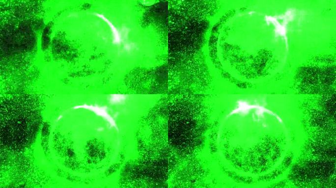 闪闪发光的绿色球体，就像太阳的背景