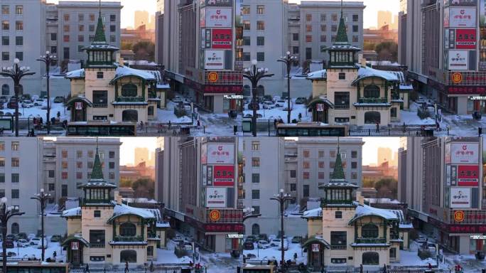 哈尔滨原中东铁路管理局局长的府邸雪景航拍