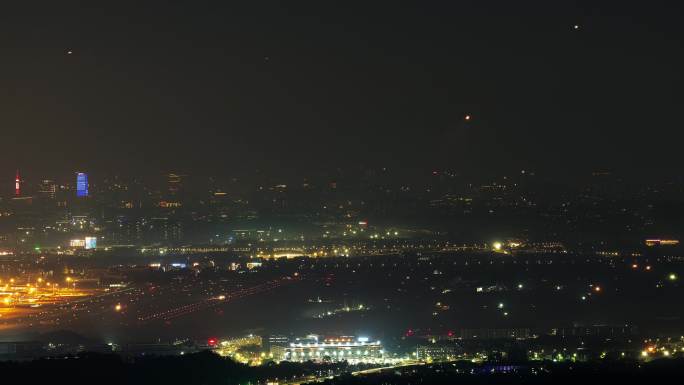 【延时4K】花都白云机场繁忙飞机起降夜景