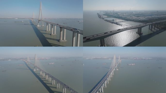 苏通长江公路大桥4k航拍