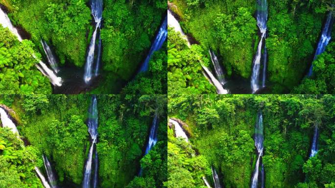 郁郁葱葱的热带雨林峡谷与瀑布斐济瀑布，莱穆基。