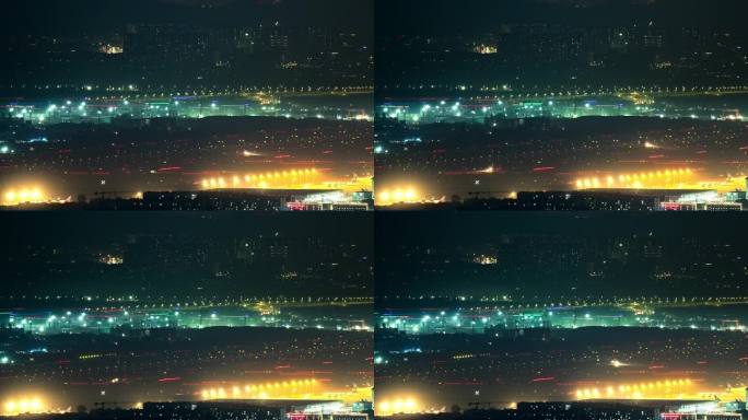【延时4K】花都白云机场繁忙机场夜景