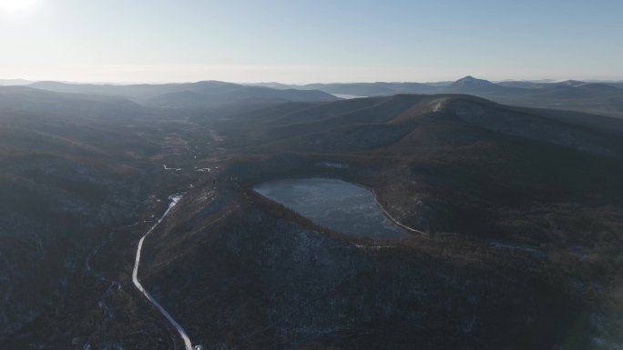 航拍大景大气阿尔山天池