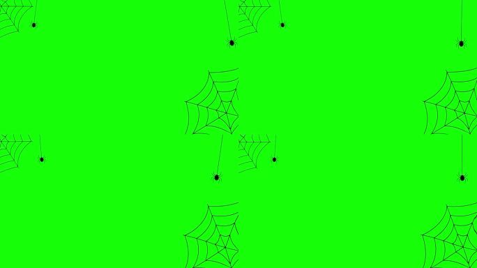 万圣节背景动画与网，树和蜘蛛。恐怖之夜的万圣节动画股票视频