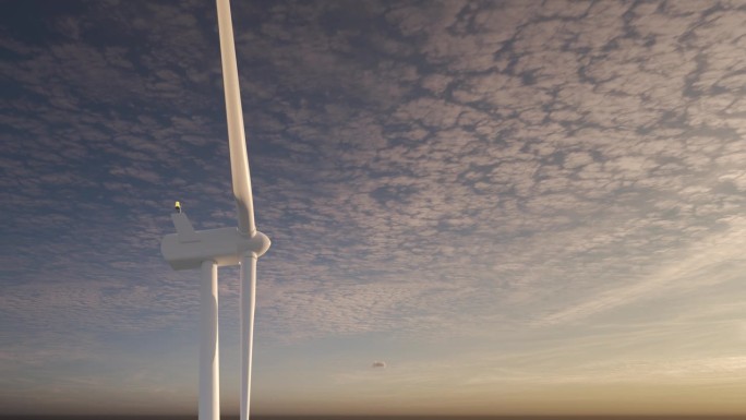 旋转风力发电机作为可再生替代绿色能源风车-循环3D动画