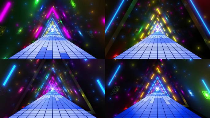 4K三角形音频可视化阵列灯光隧道无缝循环