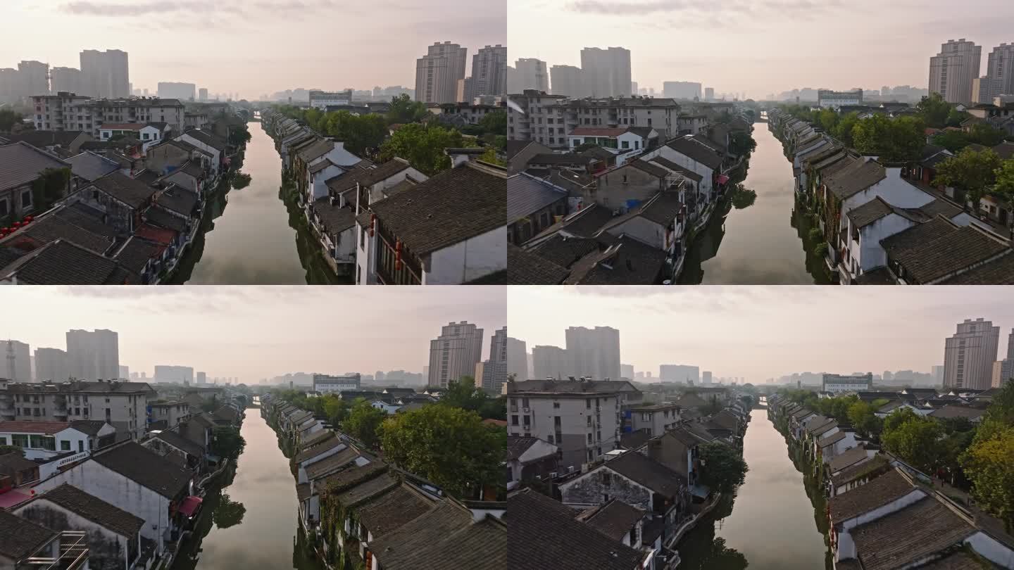中国江苏无锡清名桥古运河景区航拍