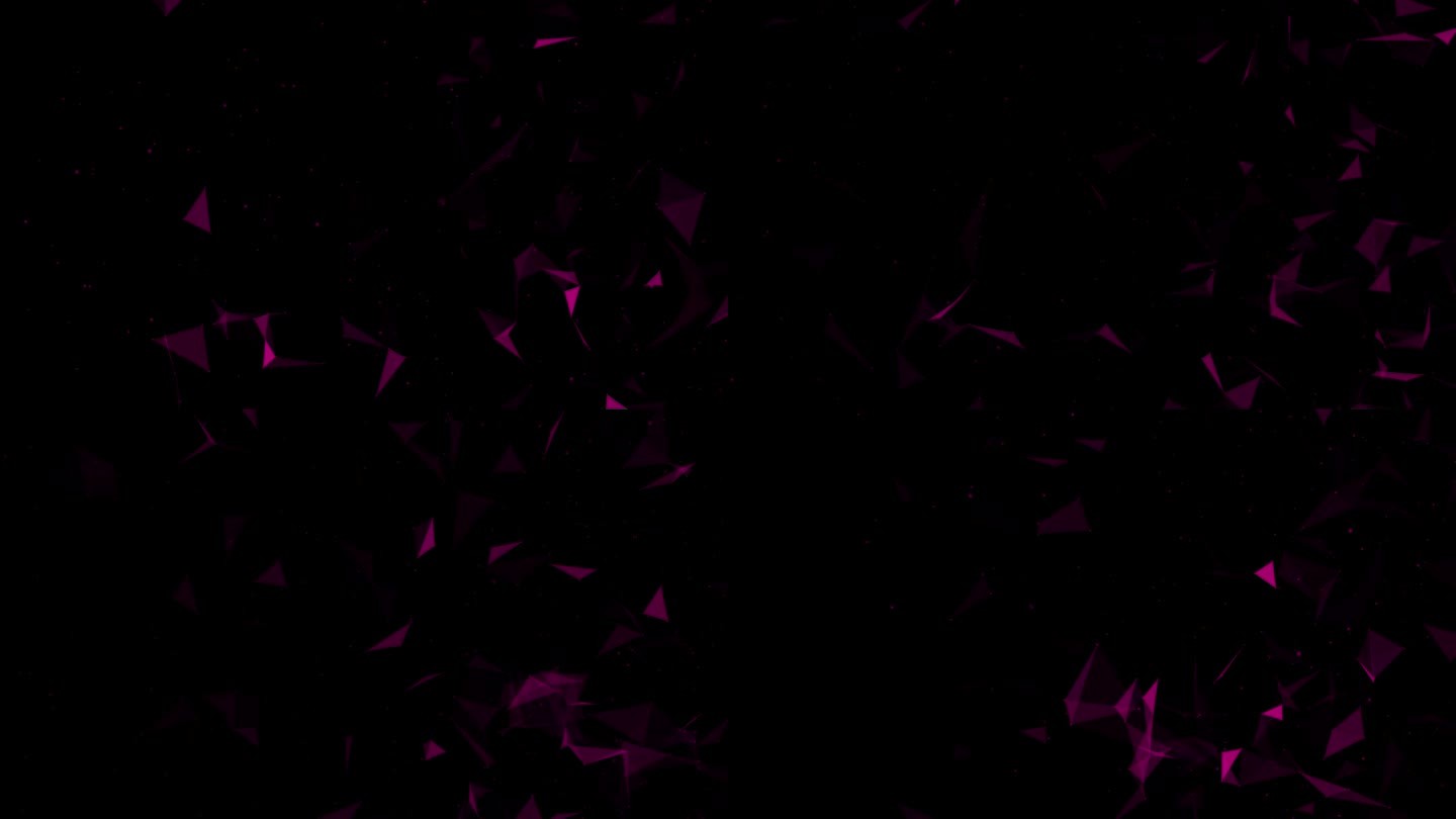 4K粉红色抽象背景，可循环动画。网络连接。几何抽象背景与连接的线和点。黑色背景上的连接线和点。