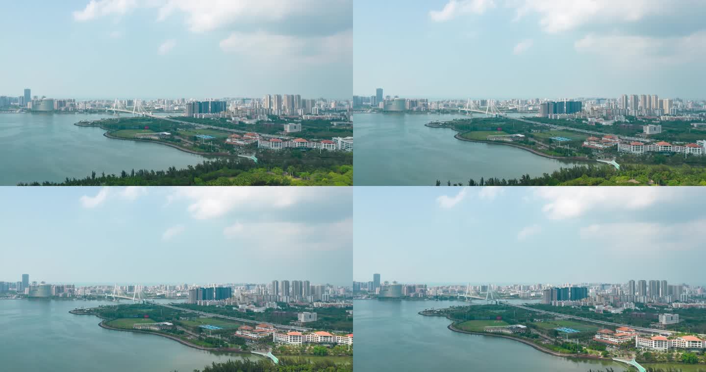 海南省海口世纪大桥航拍延时摄影
