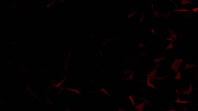 4K红色抽象背景，可循环动画。网络连接。几何抽象背景与连接的线和点。黑色背景上的连接线和点。