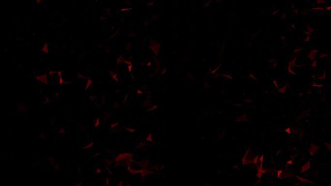 4K红色抽象背景，可循环动画。网络连接。几何抽象背景与连接的线和点。黑色背景上的连接线和点。