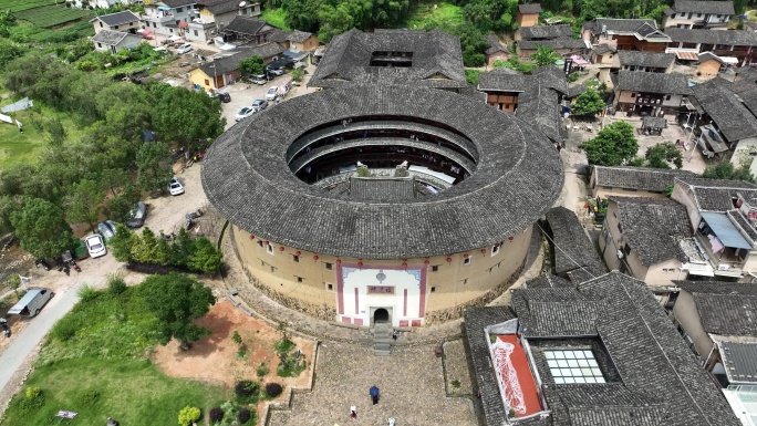 福建永定土楼_怀远楼全景航拍