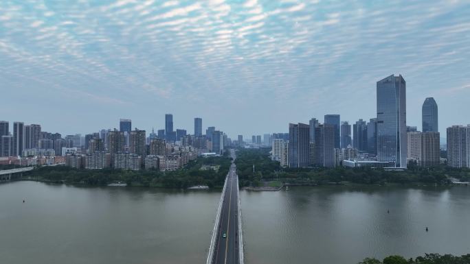 航拍广东东江惠州大桥交通道路桥梁江景街景