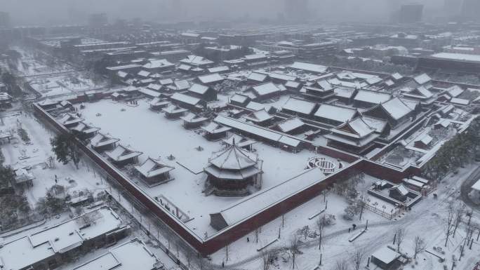 沈阳故宫雪景航拍素材