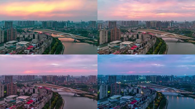 湖南省衡阳市石鼓区蒸水雁栖大桥夜景