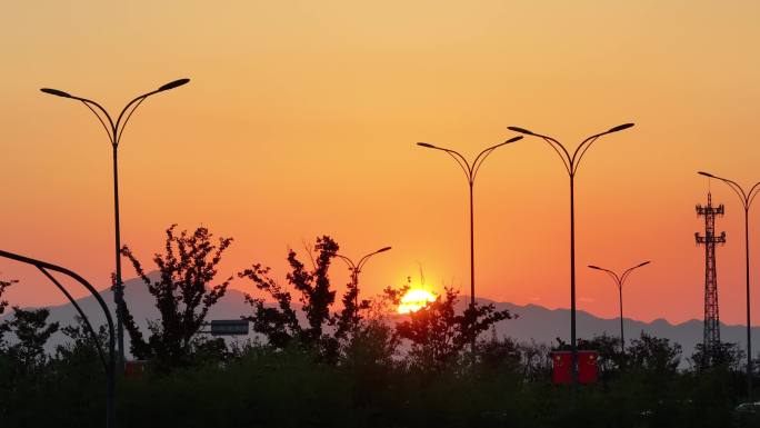 台州路桥飞龙湖日落夕阳