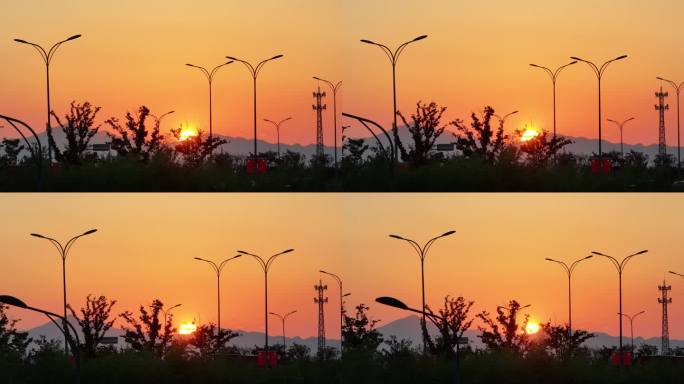 台州路桥飞龙湖日落夕阳